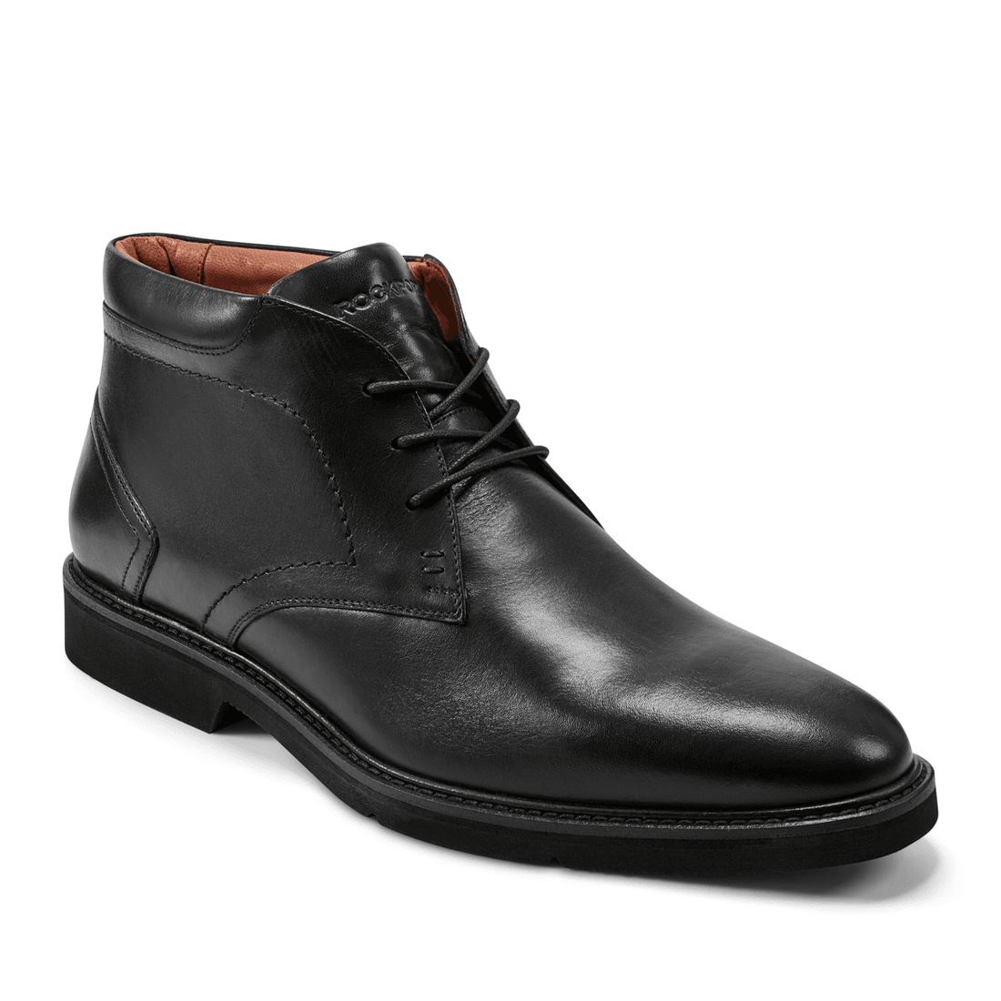 Botas Casuales De Cuero Negro Para Hombre Rockport Flynn Con Cordones Y Punta Almendra