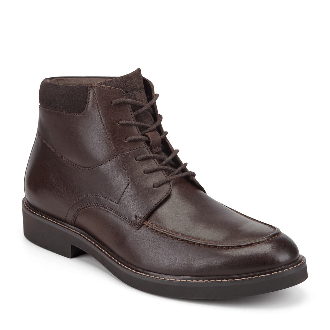 Botas De Cuero De Hombre Rockport Macklin Moc Toe Con Cordones De Cuero Marrón Oscuro
