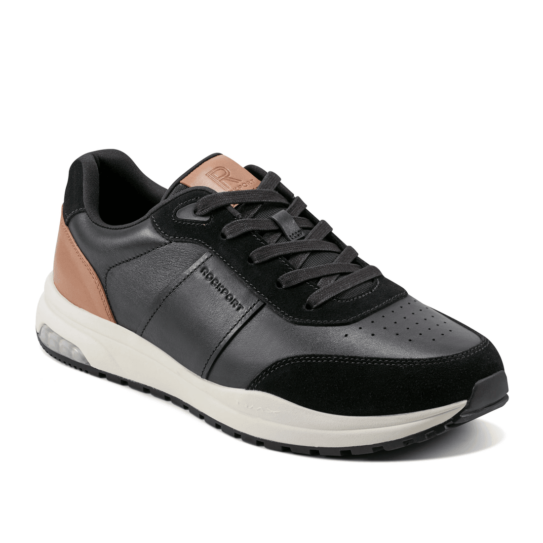 Rockport X Reebok Tênis Casuais Masculinos Dmx™ Baker Com Cadarço Em Couro/suede Preto