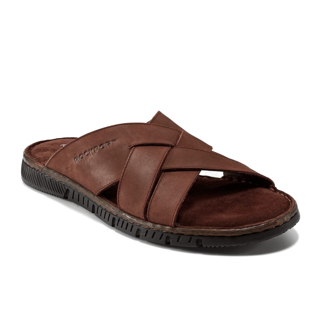 рокпорт мужские сандалии-слипоны джая повседневные плоские тёмно-коричневый нубук