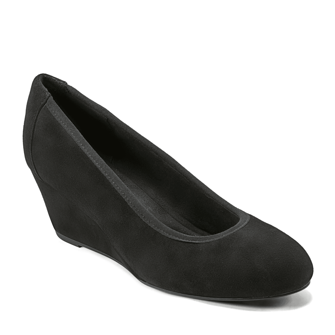 Rockport Damskie Rita Slip-on Migdałowe Czubki Eleganckie Koturny Czarne Zamszowe
