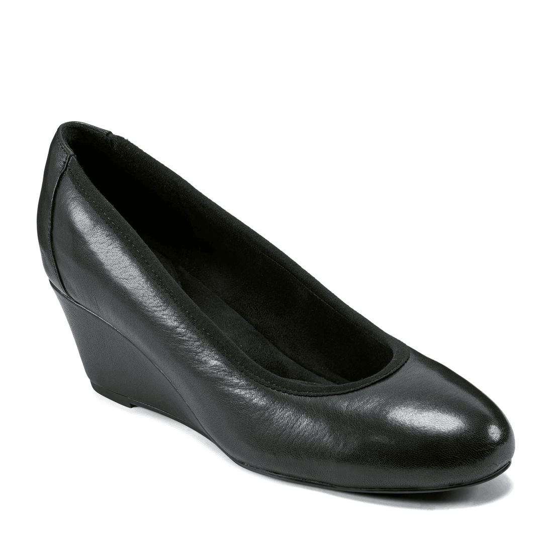 Rockport Damskie Rita Slip-on Woskowe Czarne Skórzane Koturny Z Migdałowym Noskiem