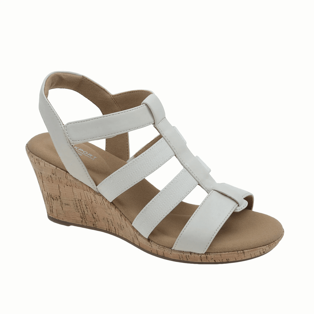 Sandalo T-bar Elastico Blanca Da Donna Rockport In Sintetico Gesso