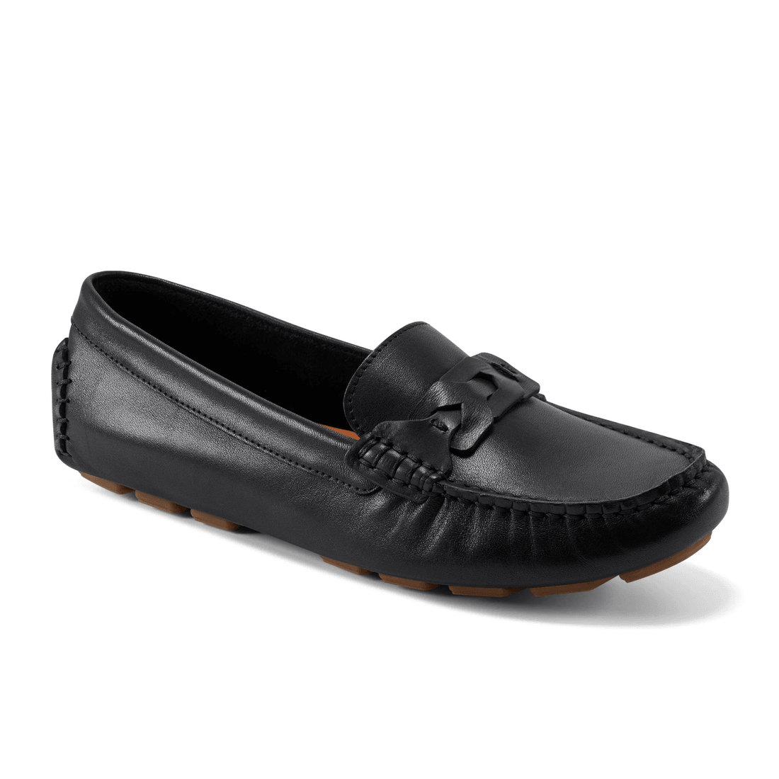 ροκπόρτ γυναικεία μπλάρα αμυγδάλου μύτη καλοκαιρινά Slip-on επίπεδα Loafers μαύρα