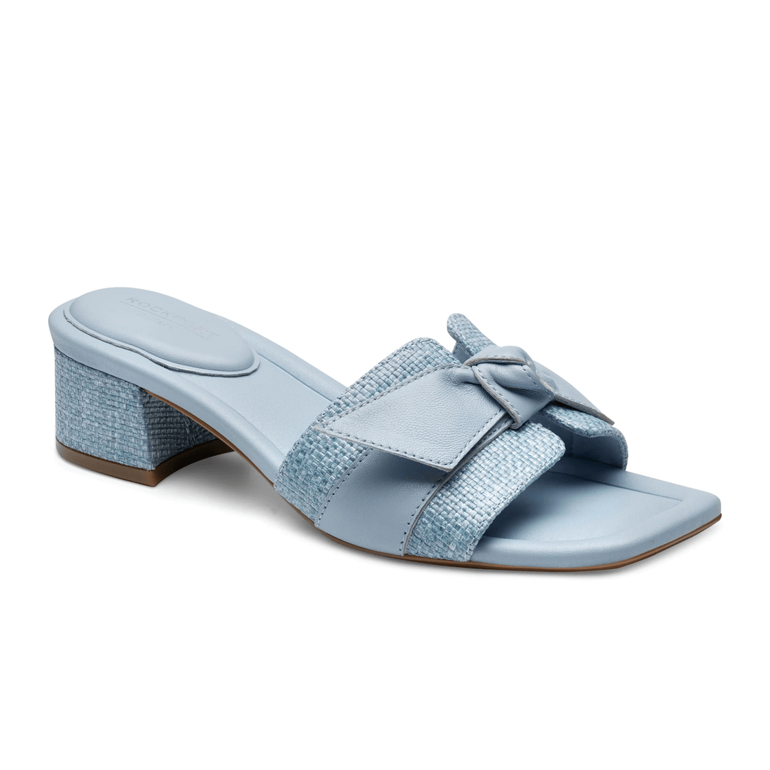 Rockport Women's Carsie Block Heel Square Toe Slip-on Sandals Light Blue